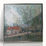 Mid-century modernist art piece by Alfred Sisley, featuring muted earth tones on a framed acrylic print.