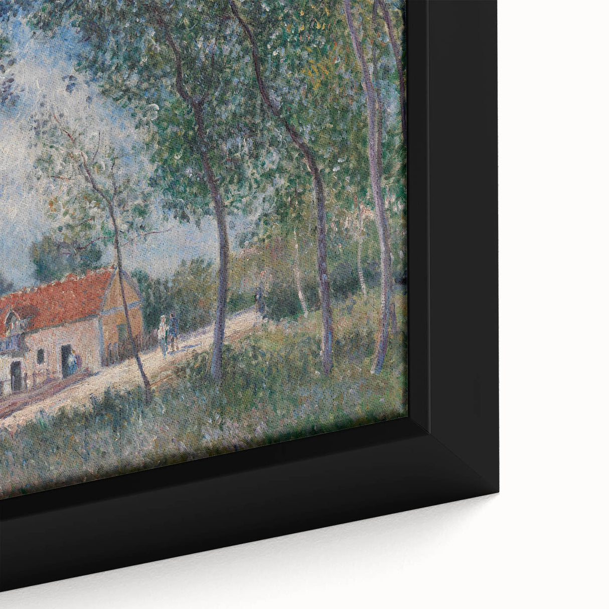 Extra large black wall art featuring colorful, textured brushstrokes on a framed canvas, ideal for living room decor.