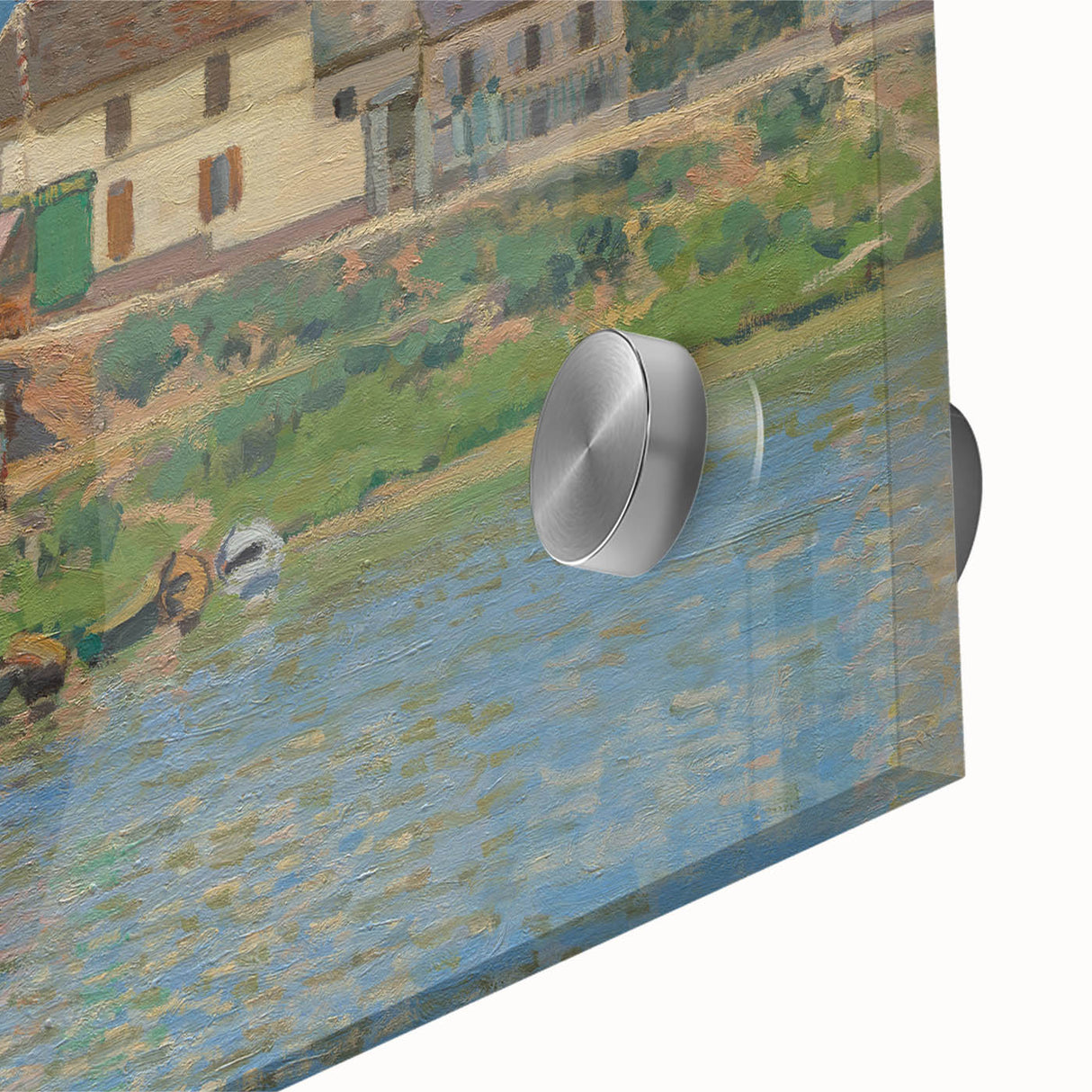 Mid-century modernist large abstract wall art in acrylic glass, featuring soft, muted colors, ideal for dining room ambiance.