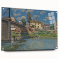 Acrylic print of Alfred Sisley's abstract landscape in cool blue and green shades, ideal for bedroom or dining room decor.