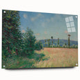 Acrylic print of an Alfred Sisley impressionist landscape, featuring soft pastel shades, ideal for dining room decor.