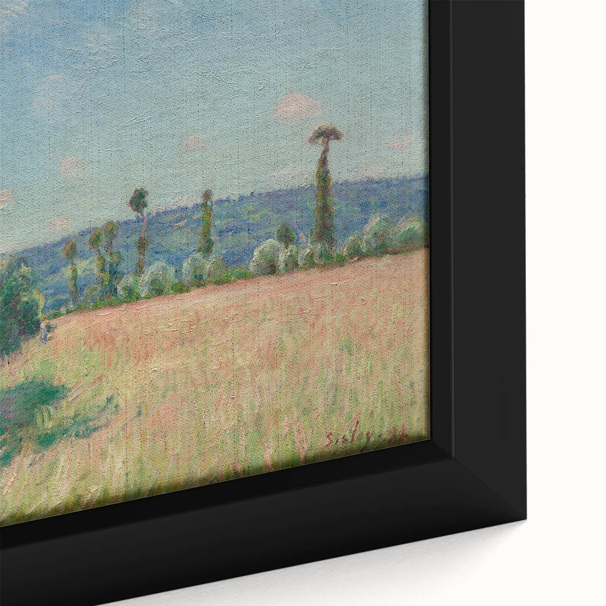 Extra large framed canvas featuring textured, colorful art by Alfred Sisley, ideal for living room decor.