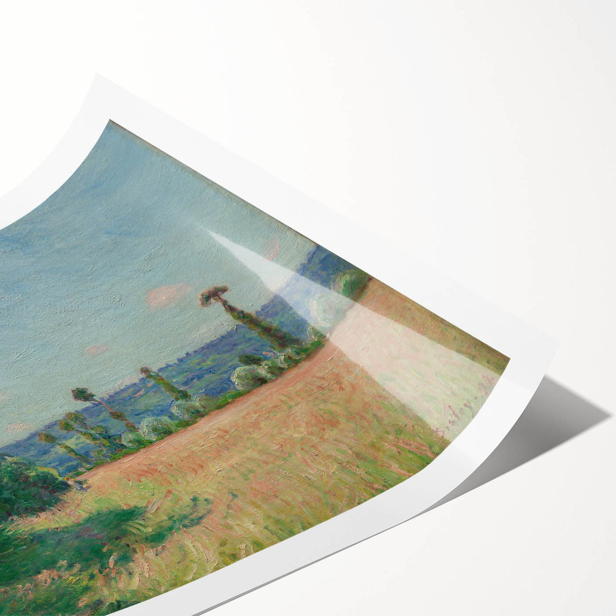 Extra large rolled print featuring line art flowers in soft pastel shades, suitable for large living room wall art.