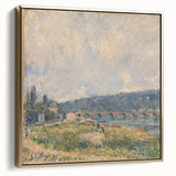 Vintage poster art of a landscape painting on a black framed canvas, ideal for bedroom wall decor.