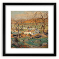Extra large, textured abstract art print featuring colorful, swirling patterns on a black framed canvas.