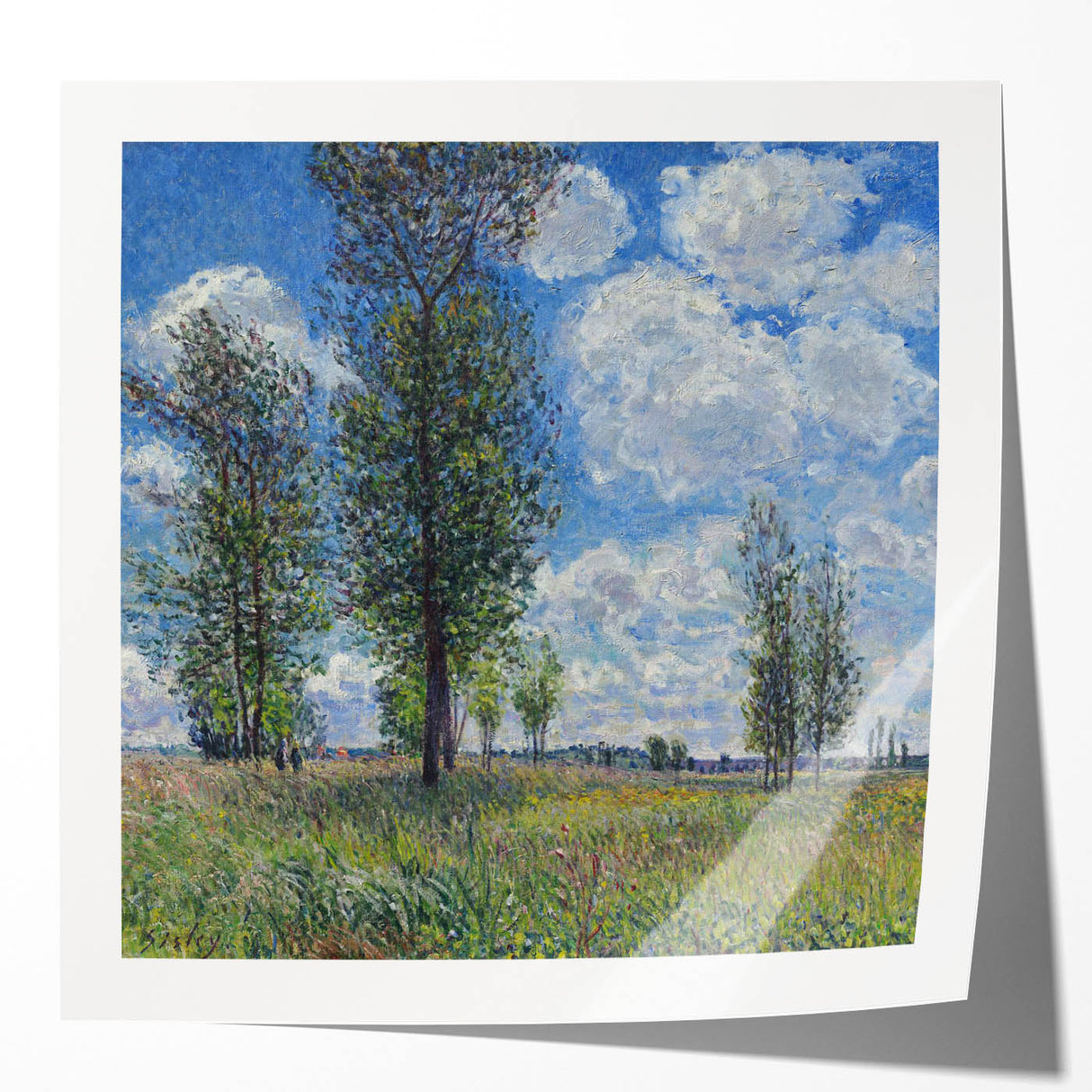 Extra large wall art print of Alfred Sisley's floral design in muted pastel shades on glossy photo paper.