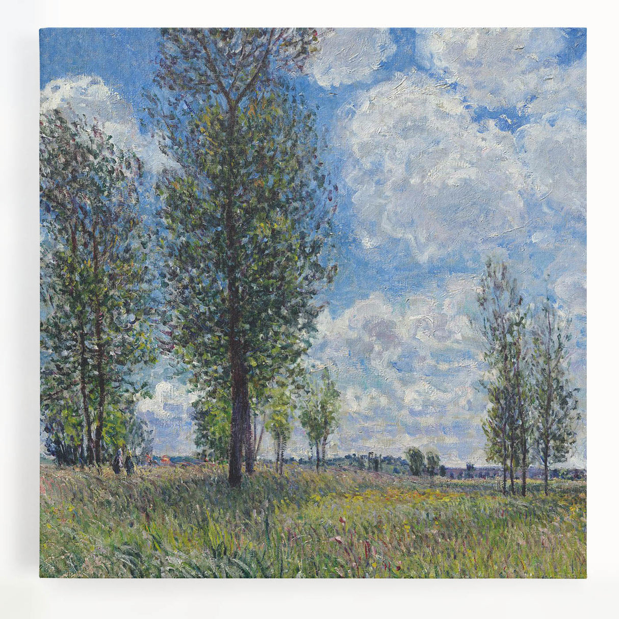 Black and white print of a serene landscape on large stretched canvas, ideal for kitchen wall art.