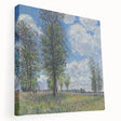 Alfred Sisley-inspired landscape on large stretched canvas, featuring soft green and blue tones, ideal for kitchen wall art.