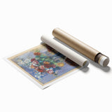 Extra large rolled print of a Camille Pissarro floral art design in soft pastel shades, ideal for classy bathroom wall art.