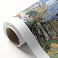 Art Deco style poster of a pastoral scene in soft green and yellow tones on rolled canvas, ideal for nursery wall art.
