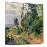 Side view of a large abstract wall art by Camille Pissarro in muted earth tones on acrylic glass.