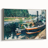 Framed canvas featuring a vintage landscape art painting with colorful trees and a black background.