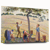 Acrylic print of a Camille Pissarro-inspired landscape in muted earth tones, ideal for dining room decor.