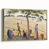 Framed canvas depicting a vintage-style landscape painting with soft earth tones, ideal for bedroom wall art.