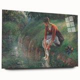 Acrylic print of Camille Pissarro's impressionist artwork, featuring soft pastel shades.