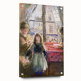 Acrylic print of Camille Pissarro's impressionist painting, featuring rural landscape in soft green and blue tones.