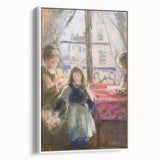 Vintage poster art of a colorful Camille Pissarro design on an extra large framed canvas, ideal for living room decor.