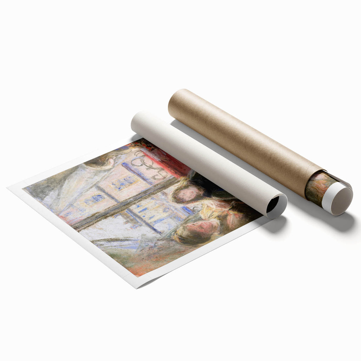 Extra large rolled print of Camille Pissarro's floral art in soft pastel shades.