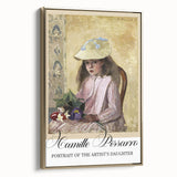 Framed canvas depicting a Camille Pissarro landscape painting in vintage style, ideal for bedroom wall art.