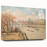 Side view of a Camille Pissarro-inspired acrylic glass print in muted earth tones, ideal for bedroom or dining room art.