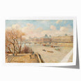 Rolled print of Camille Pissarro's floral artwork in muted green and brown tones, suitable for dining room or bathroom decor.