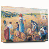 Acrylic print of a Camille Pissarro-inspired impressionist painting, featuring soft earth tones, ideal for dining room decor.
