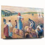 Side view of a large abstract wall art by Camille Pissarro on acrylic glass, featuring muted earth tones.