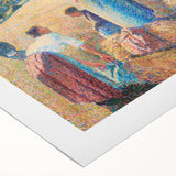 Art deco poster featuring a vibrant color palette on rolled canvas, suitable for dining room wall art.