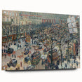 Camille Pissarro-inspired large abstract wall art on acrylic glass, featuring muted earth tones.