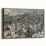 Black and white framed canvas featuring a vintage landscape art painting, ideal for bedroom wall decor.