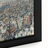 Extra large framed canvas featuring a close-up of a textured, colorful Camille Pissarro impressionist painting.