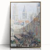 Mid-century modernist art print of a rural landscape by Camille Pissarro, featuring muted earth tones.