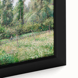 Extra large black wall art featuring a colorful, textured impressionist painting by Camille Pissarro, framed canvas.