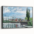 Black and white landscape painting on framed canvas, featuring a vintage poster style, ideal for bedroom wall art.