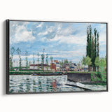 Black and white landscape painting on framed canvas, featuring a vintage poster style, ideal for bedroom wall art.