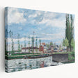 A side view of a stretched canvas featuring Camille Pissarro's impressionist artwork, ideal for kitchen wall art.