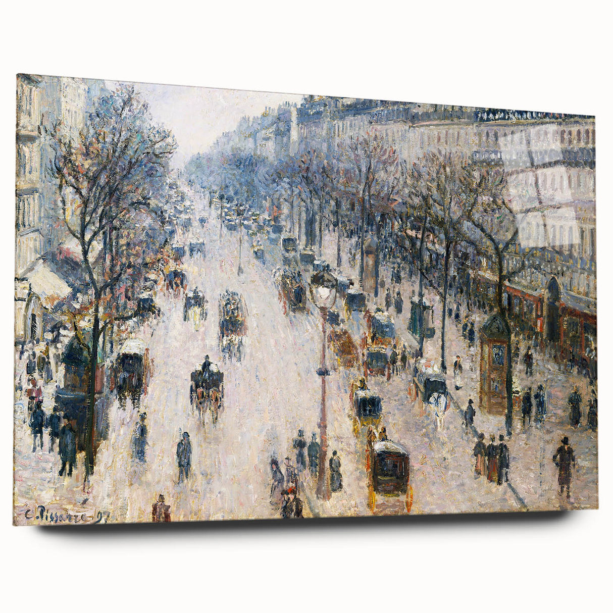 Acrylic print of Camille Pissarro's landscape in pastel shades, ideal for bedroom or dining room art.