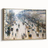 Framed canvas of Camille Pissarro's landscape painting in muted earth tones, ideal for bedroom wall art.