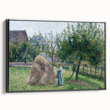 Black and white landscape art painting on framed canvas, depicting a vintage-style rural scene, ideal for bedroom wall decor.