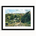 Extra large, colorful abstract art print of a textured scene, framed in black, ideal for living room decor.