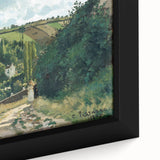 Extra large framed canvas featuring a close-up of a textured, colorful Camille Pissarro painting.