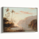 Landscape art painting by Camille Pissarro, featuring vintage poster style with colorful palette on framed canvas.