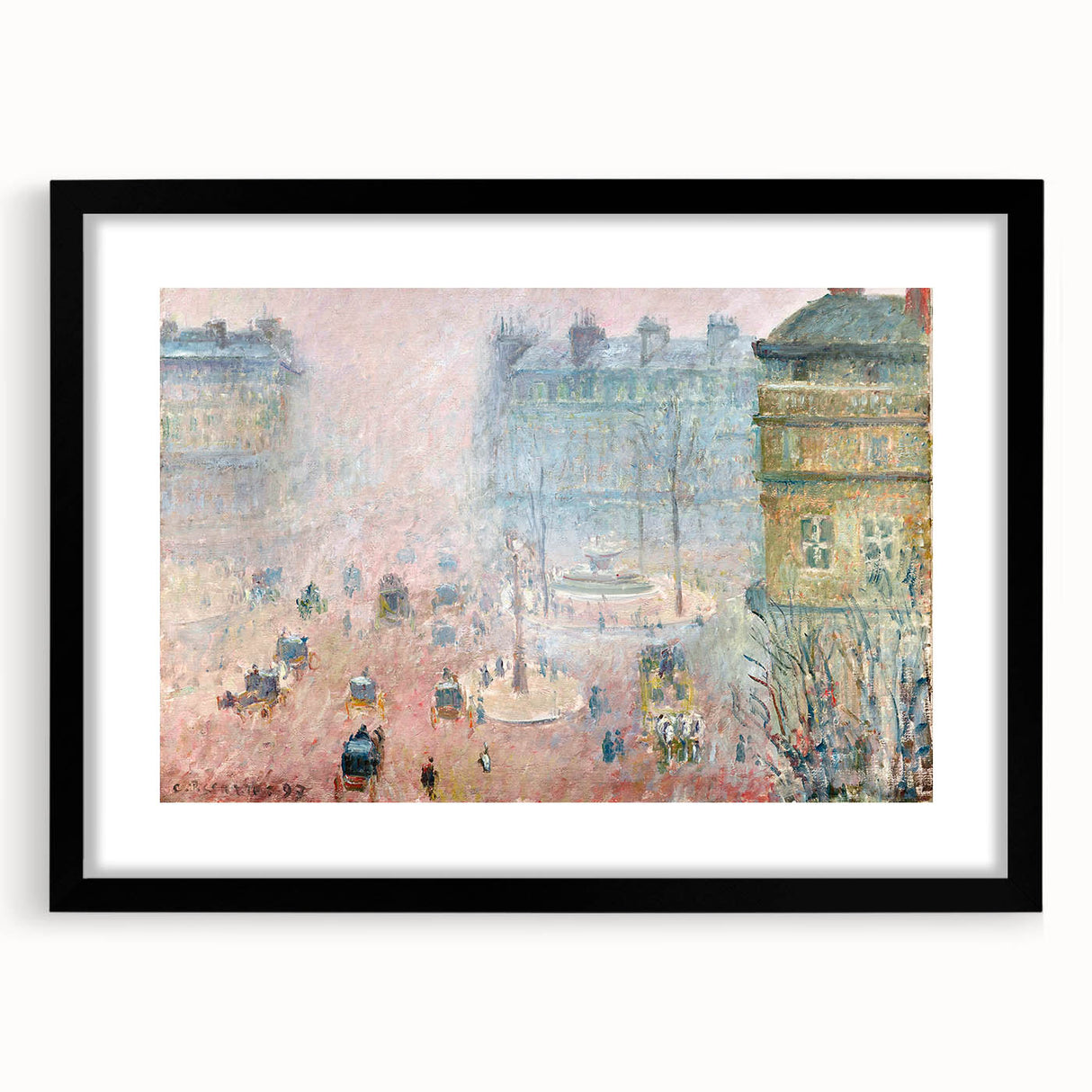 Extra large framed abstract art print featuring colorful, textured brushstrokes, ideal for living room decor.