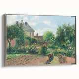 Landscape art painting of a rural scene with vibrant green and blue tones on a framed canvas, ideal for living room decor.