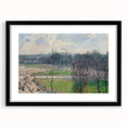 Colorful, abstract art print featuring textured brush strokes, in a black frame with mat, ideal for living room decor.