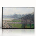 Large abstract wall art featuring a mid-century modernist design in muted earth tones, framed in black acrylic.
