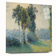 Side view of a Camille Pissarro inspired large abstract wall art on acrylic glass, featuring soft earth tones.