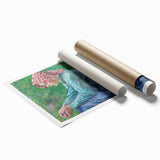 Extra large rolled print of a Camille Pissarro floral design in pastel shades, ideal for classy bathroom wall art.