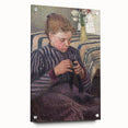 Acrylic print of Camille Pissarro's impressionist painting, featuring soft earth tones, ideal for dining room decor.