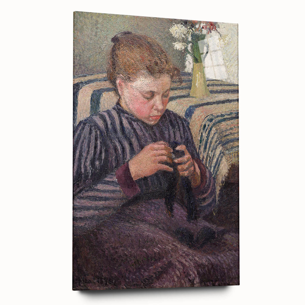 Acrylic print of Camille Pissarro's impressionist artwork, featuring soft pastel colors.